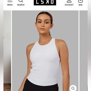 LSKD white flow ribbed shelf bra performance tan